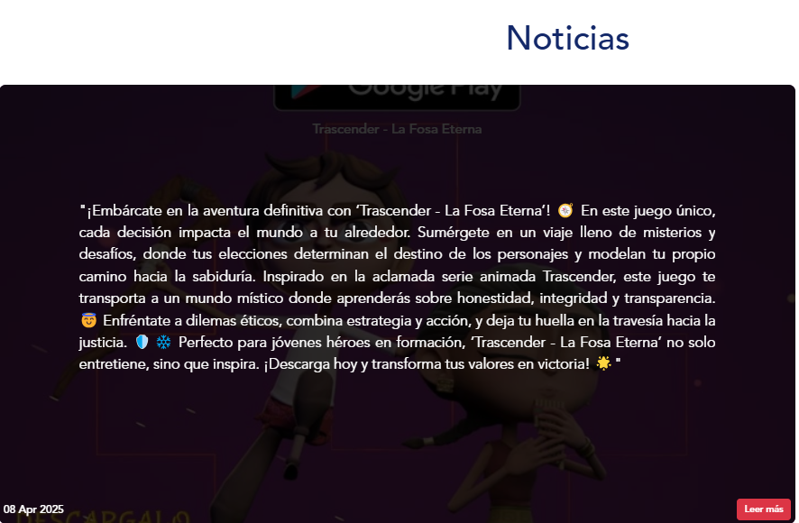 Publicación en página web
